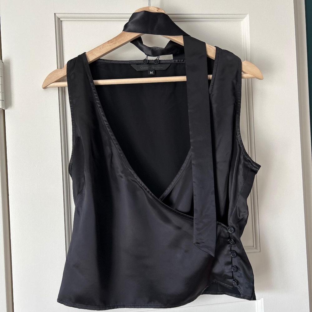 Guess Collection Silk Black Top Sz M